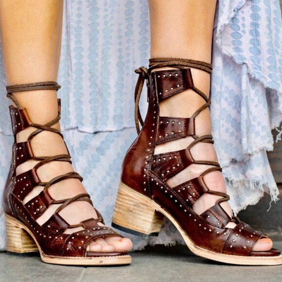 Freebird By Steven Hazel Cognac Sandals Size 11 Leather Strappy Heels Sandals - Picture 1 of 13